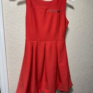 Sleeveless Coral Fit & Flare Dress with Side Zip Detail - Women’s Small